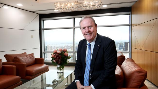 Former Treasurer Peter Costello at Future Fund HQ in Melbourne. Picture : David Geraghty, The Australian.