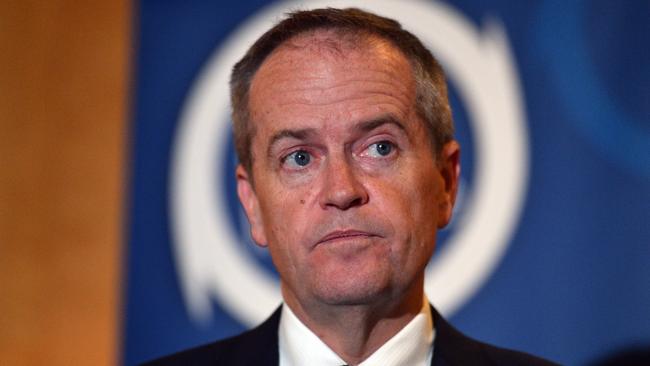 Leader of the Opposition Bill Shorten at a press conference after making his pre-budget address at a McKell Institute lunch in Sydney, Monday, April 30, 2018. (AAP Image/Mick Tsikas) NO ARCHIVING