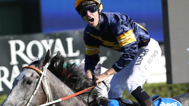 Jockey Tommy Berry on Chautauqua wins the Darley TJ Smith Stakes at Randwick in April.