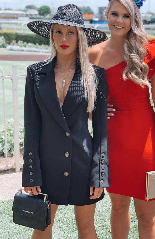 SAS star and former Bachelorette Ali Oetjen has also rocked a blazer that puts her bust on display at an even in Queensland. Picture: Instagram/AliOetjen