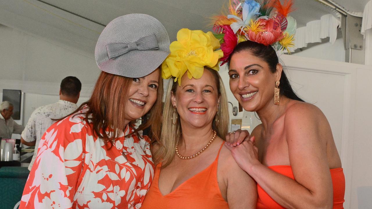 Rellie Dooley, Rachel Love and Suzie Suz at Fillies On Track at GCTC, Bundall. Pic: Regina King