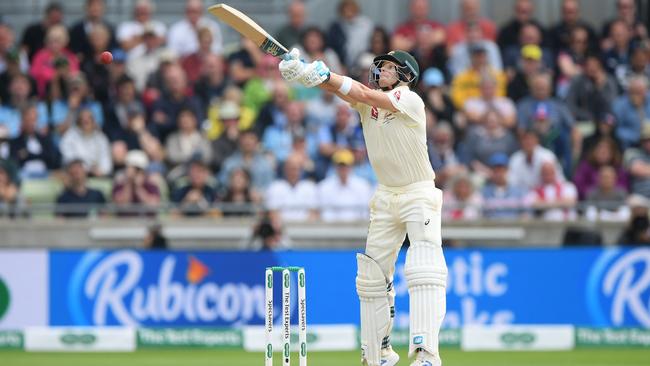 Steve Smith hits out during day one of the first Test against England at Edgbaston. Picture: Getty Images