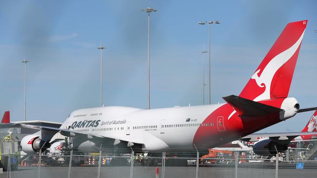 A Qantas plane at Gold Coast Airport. Picture: Glenn Hampson.