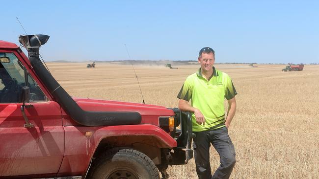 Travis Latta at Walpeup pictured during harvest. Picture: Yuri Kouzmin