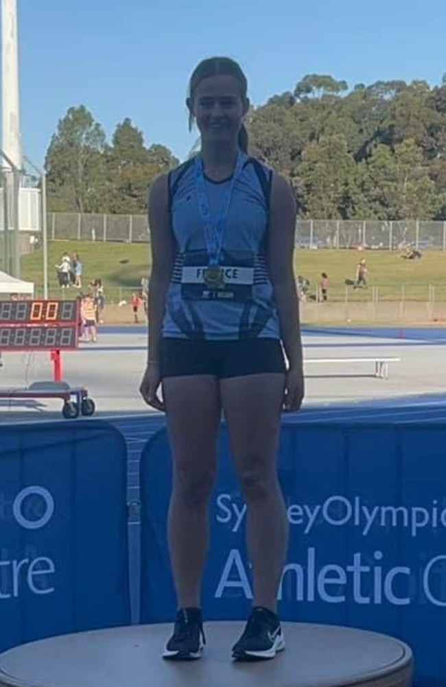 Macey France state rep from Tweed Little Athletics, 2022. Picture: Tweed Little Athletics