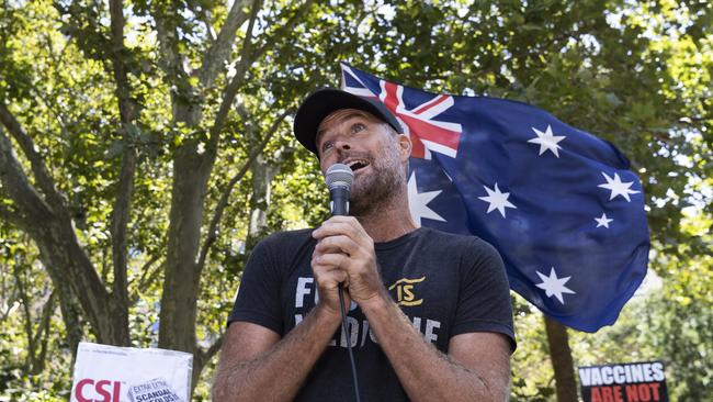 Pete Evans at an anti-vaccination rally at Sydney’s Hyde Park on February 20. Picture: Getty Images