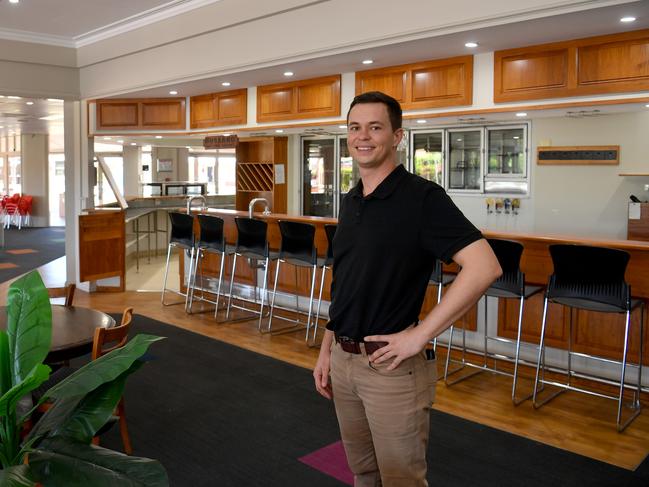 Taz Townsend from Ray White Commercial at the restaurant, bar, and kitchen facility at Carlyle Gardens Retirement Village. Picture: Evan Morgan