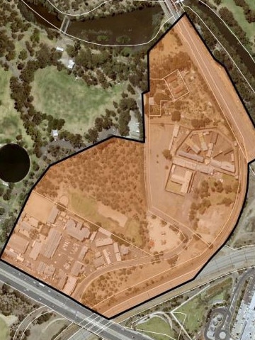 The proposed new zone for the health precinct over the Torrens Police Barracks and Old Adelaide Gaol. Picture: PlanSA