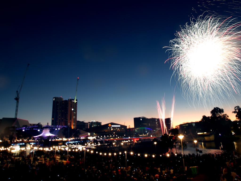 Fireworks are seen over Elder Park during New Year's Eve celebrations in Adelaide. Picture: AAP