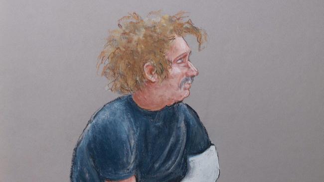 Joerg Kloepper faced court for the first time after being charged with the murder of Leanyer mother Sheena Fairfield. Sketch: Elizabeth Howell