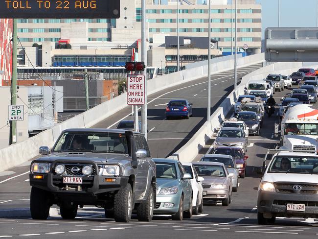 Traffic on the Airport link at Bowen Hills in Qld. Picture: Annette Dew