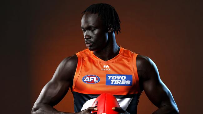 Portrait of GWS Giants player Leek Aleer at the Giants team photo and content day on February 11, 2025. Photo by Phil Hillyard (Image Supplied for Editorial Use only - **NO ON SALES** - Â©Phil Hillyard )