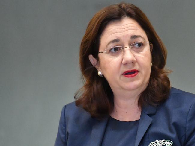 Queensland Premier Annastacia Palaszczuk is seen speaking during ministerial statements at Queensland Parliament in Brisbane,Tuesday, May 19, 2020. (AAP Image/Darren England) NO ARCHIVING