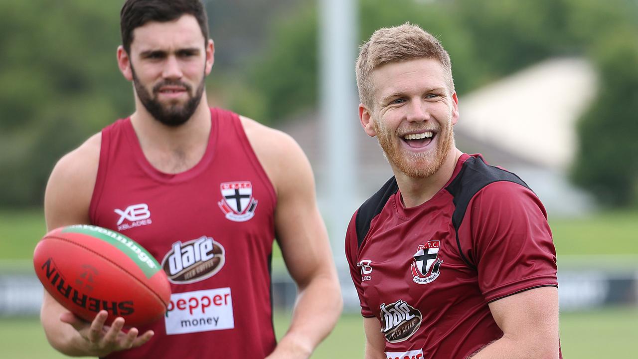 Dan Hannebery has a laugh at St Kilda training. Picture: Ian Currie