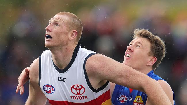 Sam Jacobs in his last game for the Crows. Pic: Michael Klein