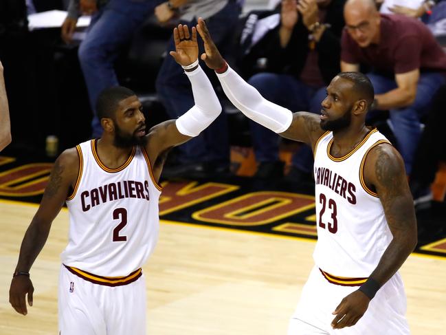 Happier times for Kyrie and LeBron. (Photo by Gregory Shamus/Getty Images)