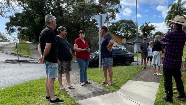 Ashmore residents gather to protest their closure of their street as part of the marathon Cotlew Street roadworks.