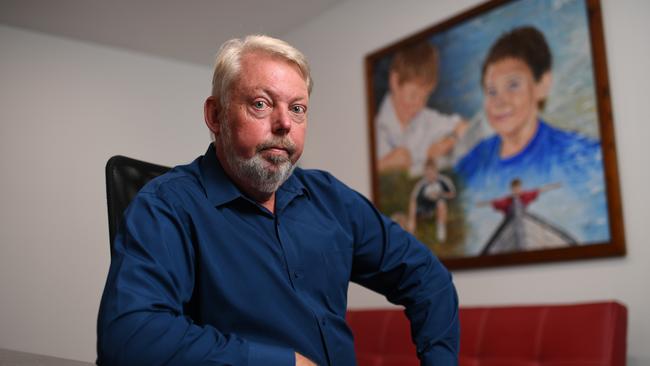 Bruce Morcombe, father of murdered schoolboy Daniel Morcombe, at the offices of the Daniel Morcombe Foundation in Palmwoods on the Sunshine Coast. Picture: Dan Peled