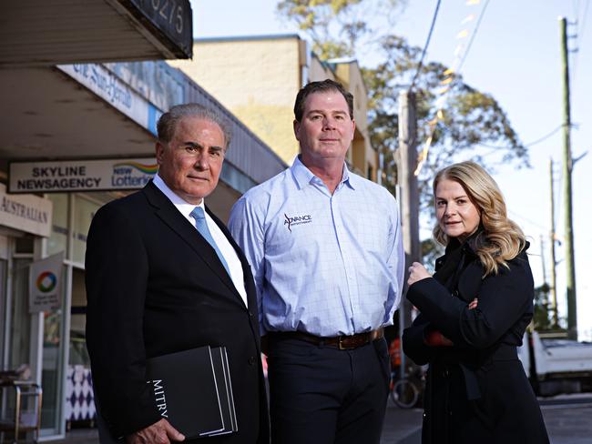 Rick Mitry, Mark Brakell and Angela Vithoulkas. Picture: Adam Yip / Manly Daily