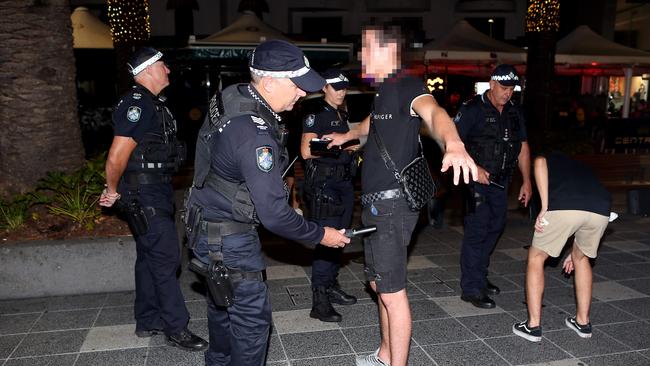 Police in Surfers Paradise 'wanding' revellers for knives in March 2023 Surfers Paradise. Results of internal police surveying have been leaked to the Bulletin Picture: Richard Gosling