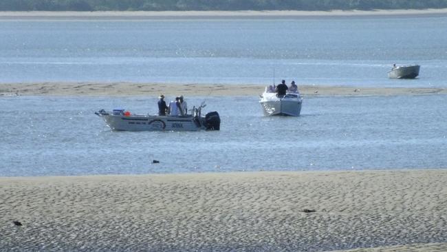 Boaties stranded at low tide at Dungeness. Picture: SUPPLIED