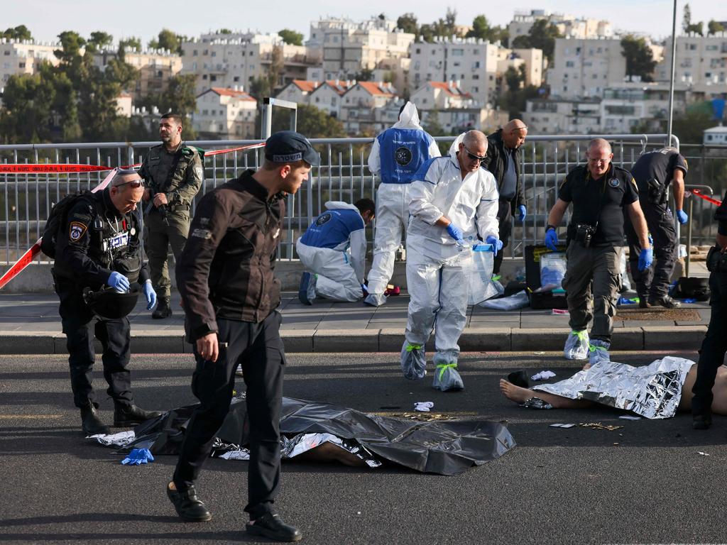 Police said two suspects ‘implicated in the shootings were neutralised on the spot’ after the attack near a bus stop on the western side of Jerusalem, where there are no checkpoints guarding entrance to the city.