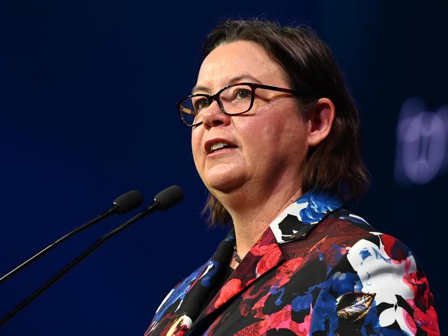 ADELAIDE, AUSTRALIA - NewsWire Photos May 16, 2023: Annual national oil and gas conference (APPEA 2023 Conference & Exhibition) in Adelaide. Federal Government Address given by The Hon Madeleine King MP, Minister for Resources and Northern Australia. Picture: NCA NewsWire / Naomi Jellicoe