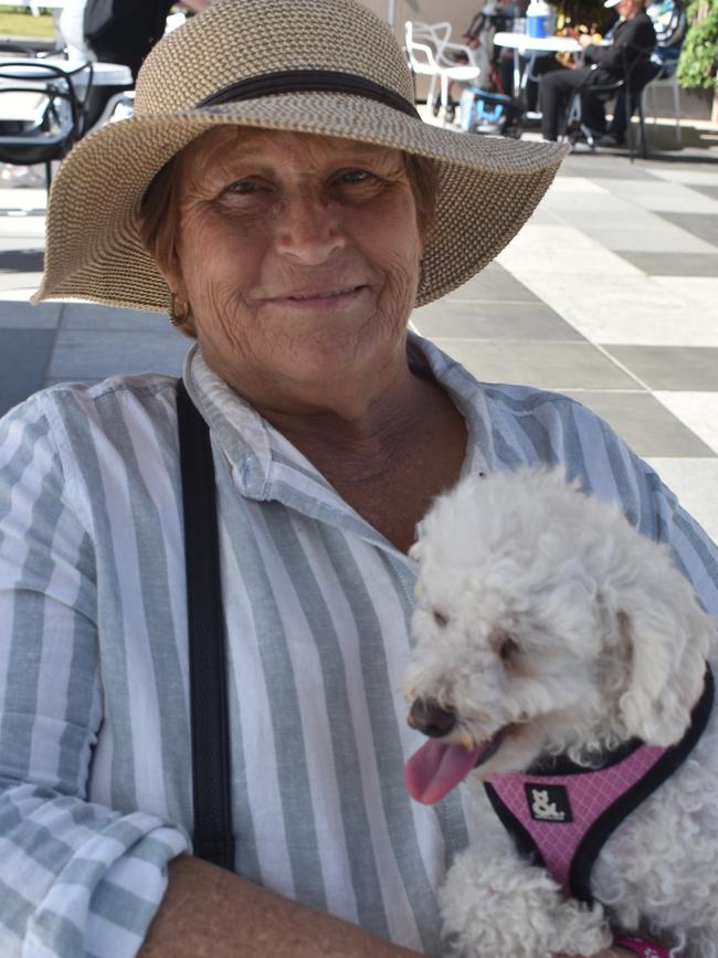 Ipswich 2023 Dog Day at Nicholas Street Precinct pictured is Mim Fiechtner with dog Gabby