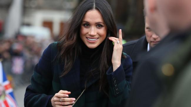 EDINBURGH, SCOTLAND - FEBRUARY 13:  Meghan Markle ris seen during a walkabout on the esplanade at Edinburgh Castle on February 13, 2018 in Edinburgh, Scotland.  (Photo by Andrew Milligan - WPA Pool/Getty Images)