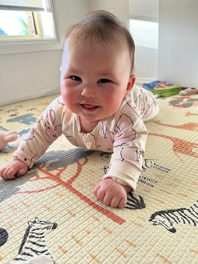 Layla Grace Harris. Six months old. She loves pulling her dad’s beard.