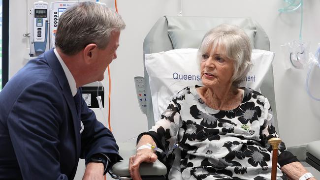 Minister for Health, Tim Nicholls, will hold a news conference at Eight Mile Plains Satellite Hospital , he also met patient Dianne Van Dyk . Pics Adam Head