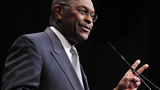 Herman Cain speaks during an address to the 39th Conservative Political Action Committee in February, 2012. Picture: AFP