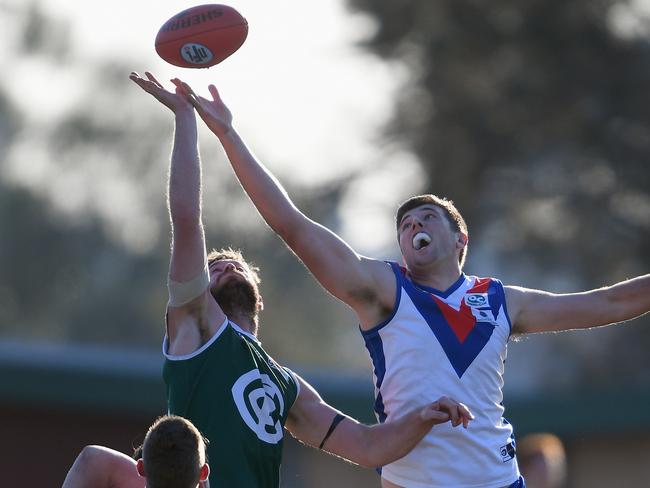 Mark Kovacevic wins a hit out against Greensborough. Picture: Andy Brownbill