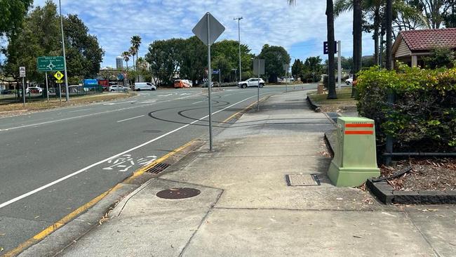 Rubber and large tyre marks left behind at Runaway Bay station. Picture: supplied.