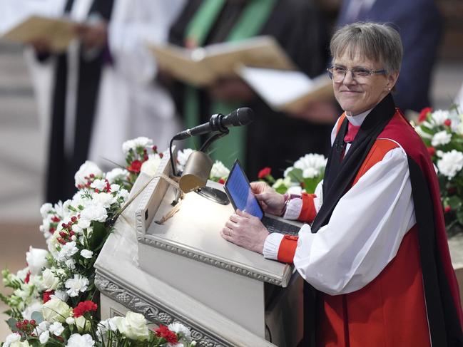 Bishop Mariann Budde leads the national prayer service. Picture: AP