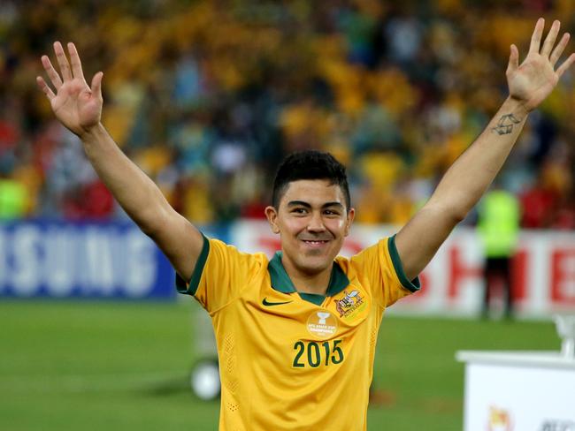 Australia's Massimo Luongo during the 2015 Asian Cup Final between Australia and Korea Republic at Stadium Australia , Homebush .Picture Gregg Porteous