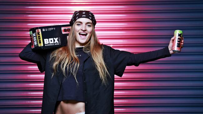 Aussie musician G Flip in Sydney to launch their new BOX alcoholic juice. Picture: Sam Ruttyn