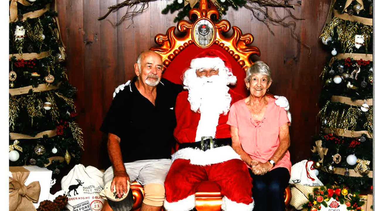 Dennis and Rosalie Halcrow with Santa. 