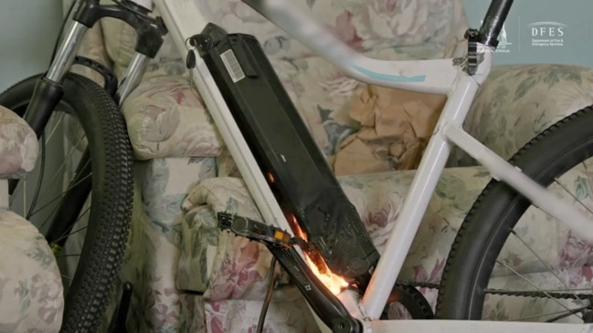 A lithium ion battery explodes on an overcharged e-bike