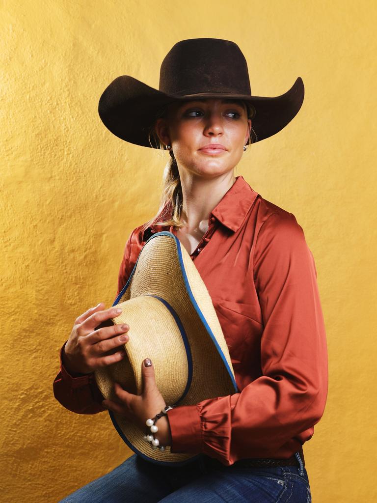 Meg Everett with Dolly’s hat. Picture: Lachie Millard