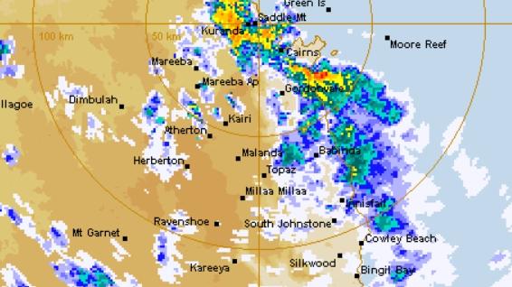 Bureau of Meteorology radar image, Cairns January 5.