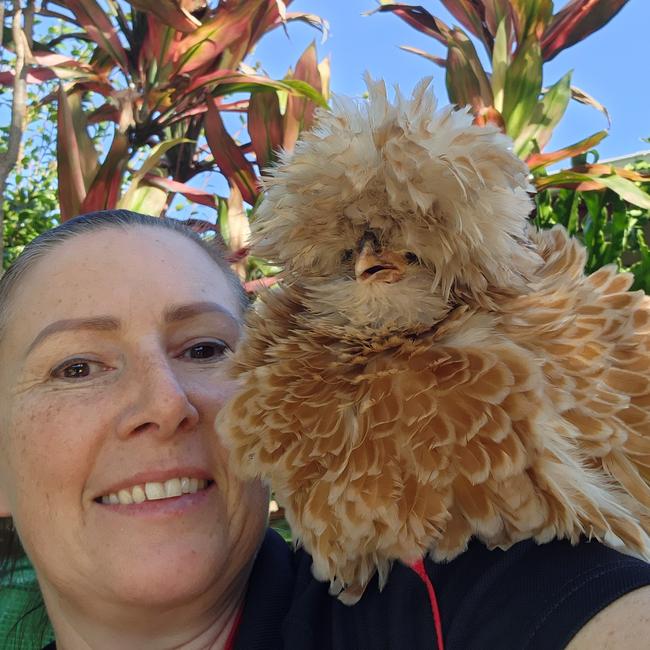 Owner of Moorland Cottage Cafe, Christina Jones with one of her fluffy little friends.