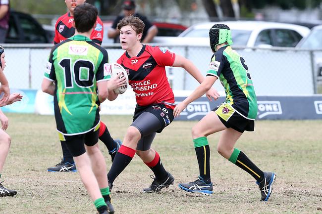 A Rugby League Gold Coast junior gala day at Burleigh Bears Junior Rugby League Club. Under 14s. Mudgeeraba vs Helensvale. 5 September 2021 Miami Picture by Richard Gosling