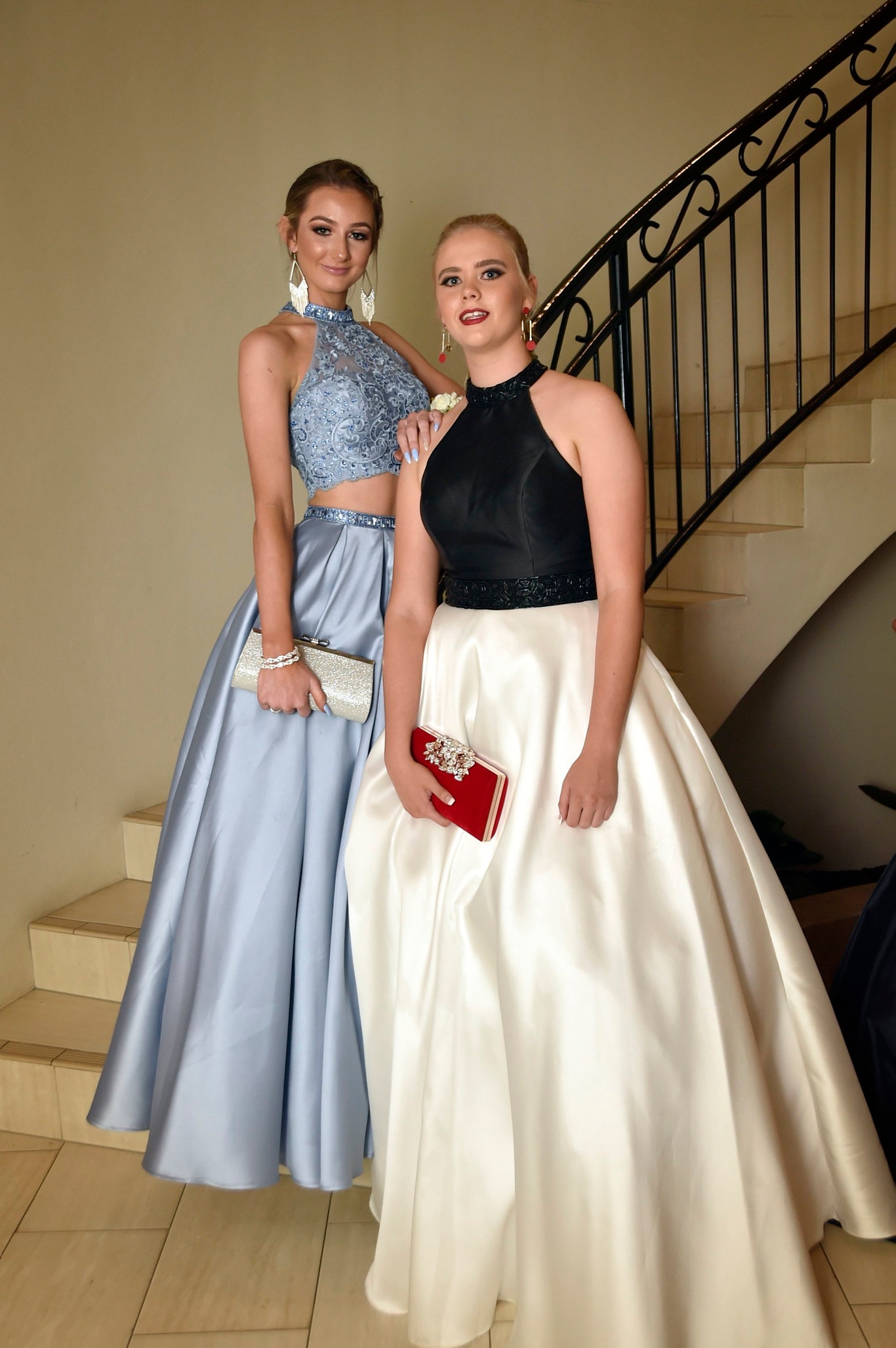 Shannon Douglas (left) and Jordann Campbell. Toowoomba State High School formal at Picnic Point, Wednesday, November 13, 2019.