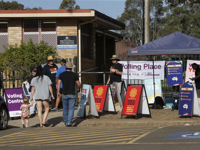 Families cast their vote ahead of polling day at Ridge park Hall in Oxley Park.