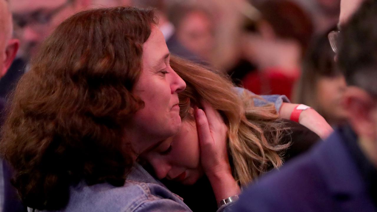 Labor supporters react to the bad news. Picture: Stuart McEvoy