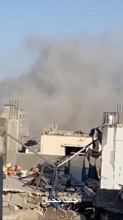 Moment Explosion Erupts as Building Hit by Strike in Gaza