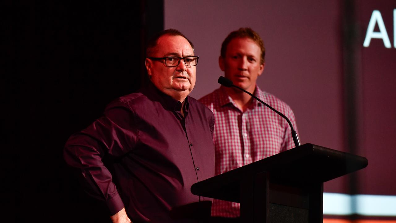 NRL NT general manager Tony Crowe and Alan Tongue at the 2023 NRL NT Frank Johnson / Gaynor Maggs medal night. Picture: Pema Tamang Pakhrin