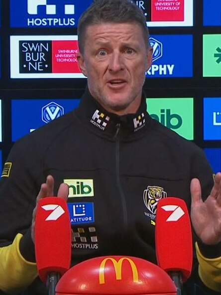 Damien Hardwick speaks after losing to the Saints.