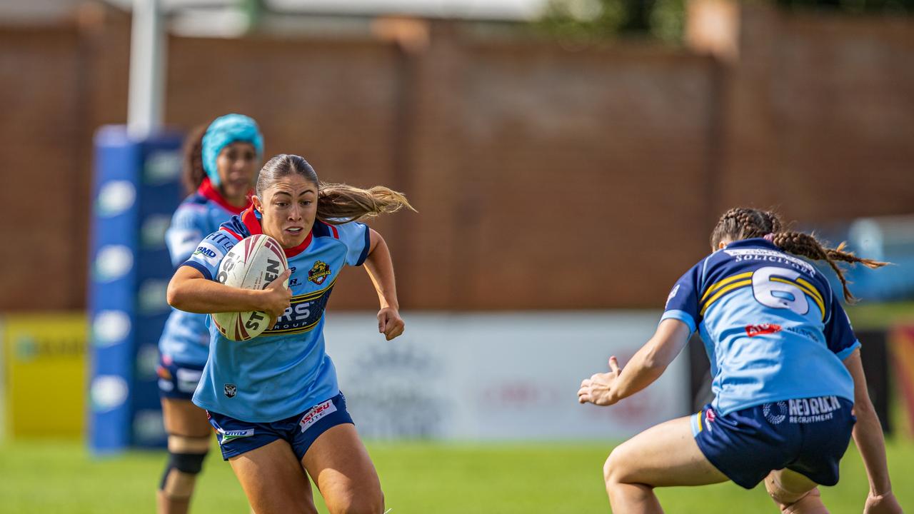 Natalia Webb scored twice for Valleys Roosters. Picture: Benny Hassum Photography